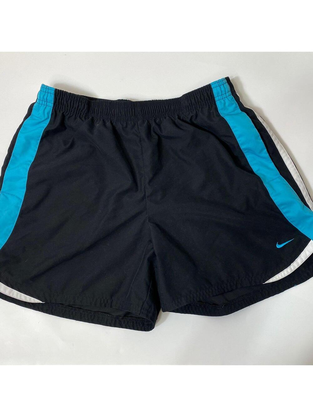 Nike Women's Athletic Running Shorts Size M Black with Blue and White Trim